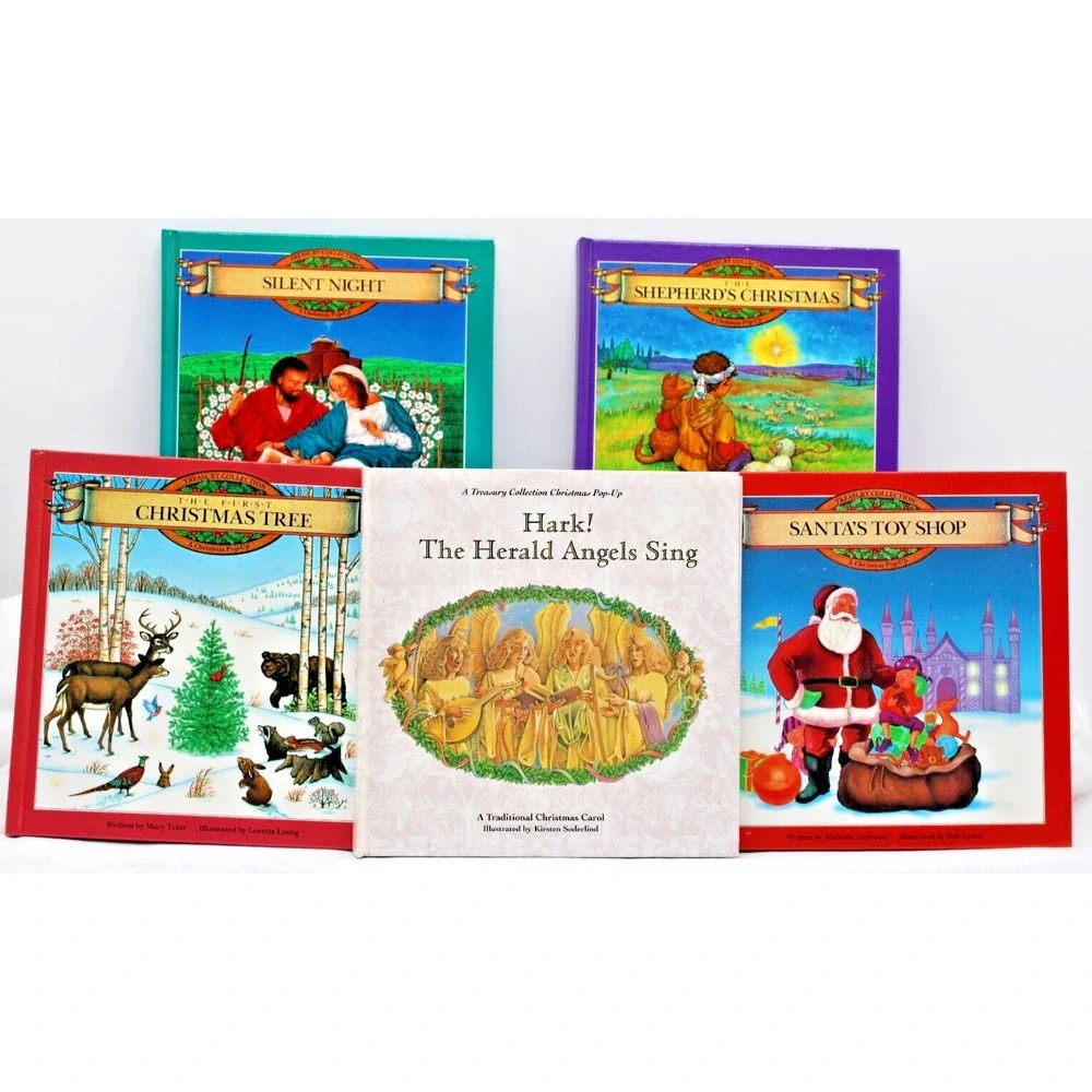 1992‎ Christmas Pop-up Books Lot of 5 Hard Cover Treasury Collection Vintage